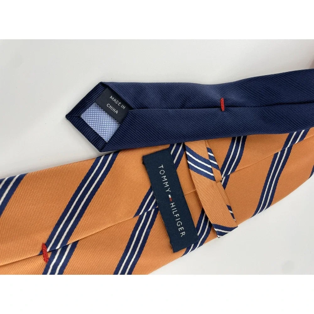 Tommy Hilfiger Orange White Blue Stripe 3.25